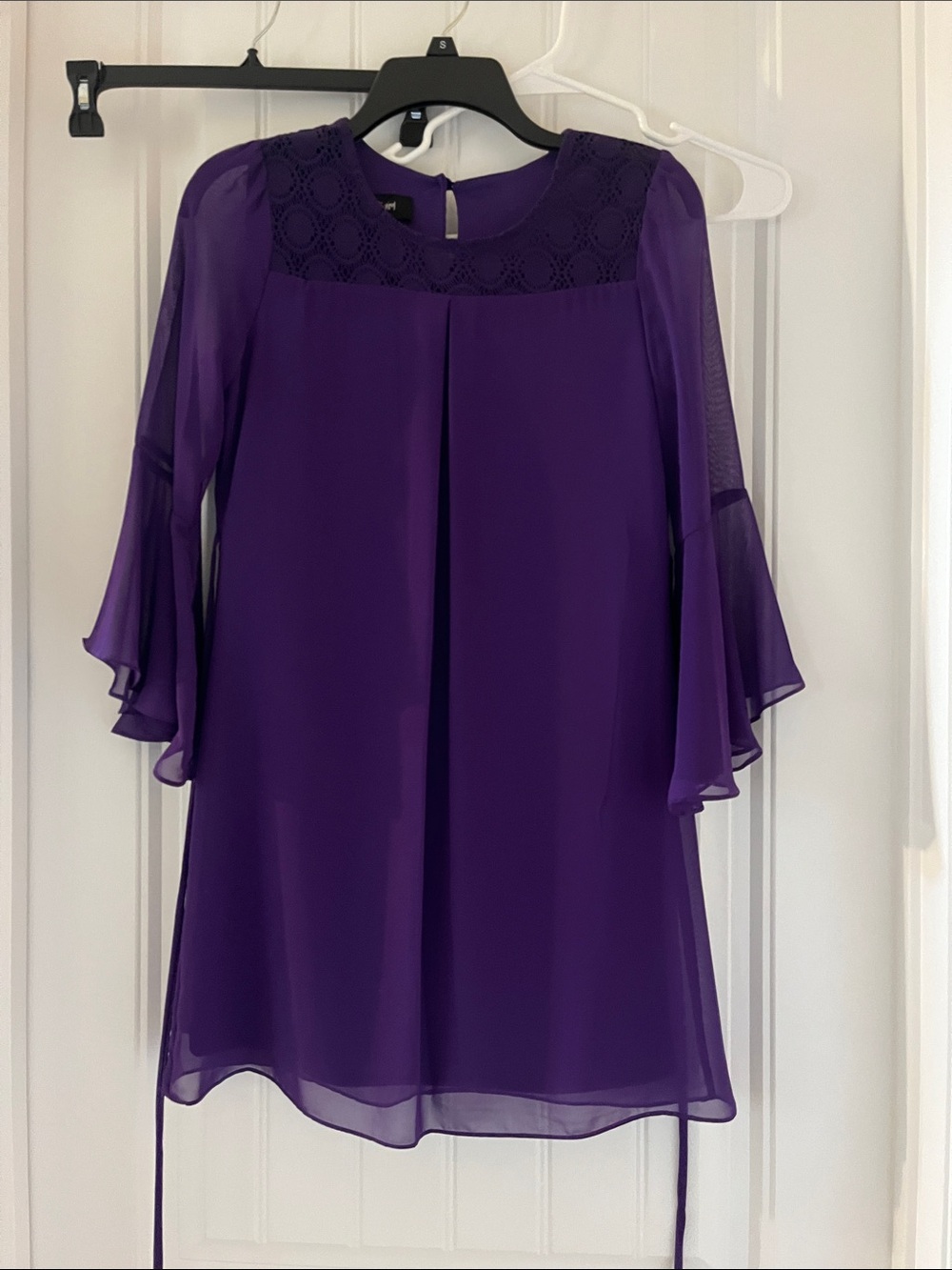 In Girl Women’s Purple Chiffon Tunic Top With Elegant Lace Yoke